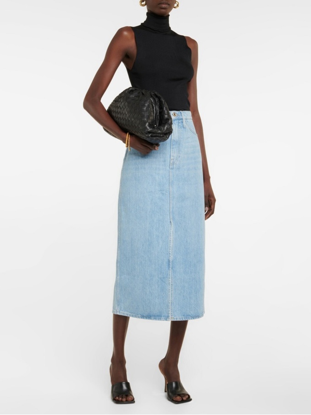 Frame Le Italien High-Rise Denim Midi Skirt